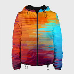 Куртка с капюшоном женская Цветной глитч, цвет: 3D-черный