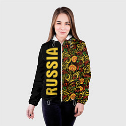 Куртка с капюшоном женская Russia хохлома, цвет: 3D-белый — фото 2