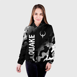 Куртка с капюшоном женская Quake glitch на темном фоне: надпись, символ, цвет: 3D-черный — фото 2