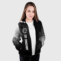 Куртка с капюшоном женская Among Us glitch на темном фоне: по-вертикали, цвет: 3D-черный — фото 2