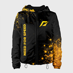 Куртка с капюшоном женская Need for Speed - gold gradient: надпись, символ, цвет: 3D-черный