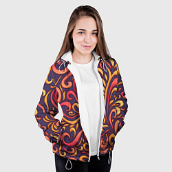 Куртка с капюшоном женская Абстрактный цветочный узор, цвет: 3D-белый — фото 2