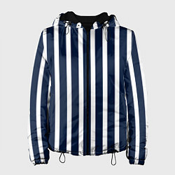 Куртка с капюшоном женская Полосы тёмно-синие морской, цвет: 3D-черный