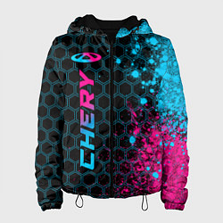 Куртка с капюшоном женская Chery - neon gradient: по-вертикали, цвет: 3D-черный