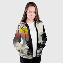 Куртка с капюшоном женская Красота Японии, цвет: 3D-черный — фото 2