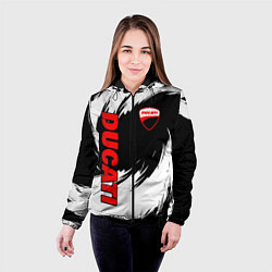 Куртка с капюшоном женская Ducati - мазки краски, цвет: 3D-черный — фото 2