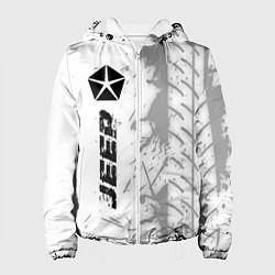 Куртка с капюшоном женская Jeep speed на светлом фоне со следами шин: по-верт, цвет: 3D-белый