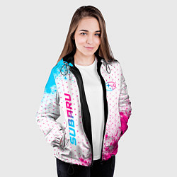 Куртка с капюшоном женская Subaru neon gradient style: надпись, символ, цвет: 3D-черный — фото 2