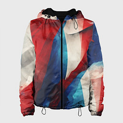 Куртка с капюшоном женская Абстракция в цветах флага РФ, цвет: 3D-черный