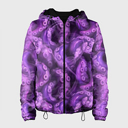Куртка с капюшоном женская Фиолетовые щупальца и дым, цвет: 3D-черный