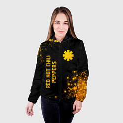 Куртка с капюшоном женская Red Hot Chili Peppers - gold gradient: надпись, си, цвет: 3D-черный — фото 2