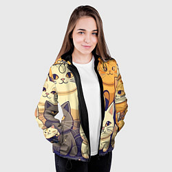 Куртка с капюшоном женская Кошачий принт от нейросети, цвет: 3D-черный — фото 2