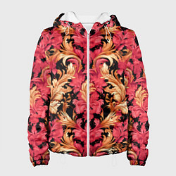 Куртка с капюшоном женская Розовые узоры, цвет: 3D-белый