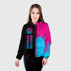 Куртка с капюшоном женская Breaking Benjamin - neon gradient: по-вертикали, цвет: 3D-черный — фото 2