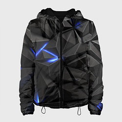 Куртка с капюшоном женская Неоновое синее свечение на черном, цвет: 3D-черный