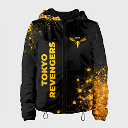 Куртка с капюшоном женская Tokyo Revengers - gold gradient: надпись, символ, цвет: 3D-черный