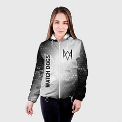 Куртка с капюшоном женская Watch Dogs glitch на светлом фоне: надпись, символ, цвет: 3D-белый — фото 2