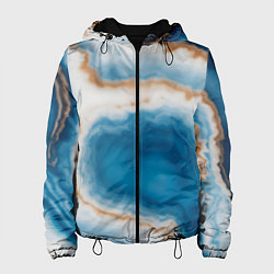 Куртка с капюшоном женская Волна голубого агата, цвет: 3D-черный