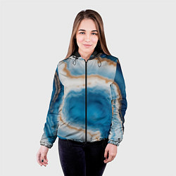 Куртка с капюшоном женская Волна голубого агата, цвет: 3D-черный — фото 2