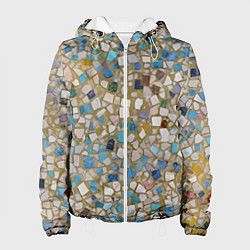 Куртка с капюшоном женская Мозаика белая разноцветная, цвет: 3D-белый