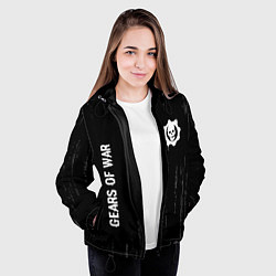 Куртка с капюшоном женская Gears of War glitch на темном фоне: надпись, симво, цвет: 3D-черный — фото 2