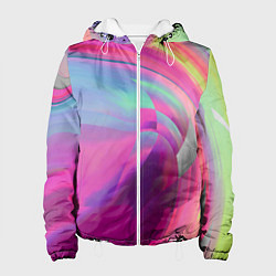 Куртка с капюшоном женская Неоновая геометрическая абстракция, цвет: 3D-белый