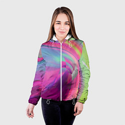 Куртка с капюшоном женская Неоновая геометрическая абстракция, цвет: 3D-белый — фото 2