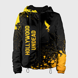 Куртка с капюшоном женская Hollywood Undead - gold gradient: надпись, символ, цвет: 3D-черный