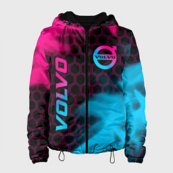 Куртка с капюшоном женская Volvo - neon gradient: надпись, символ, цвет: 3D-черный