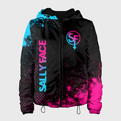 Куртка с капюшоном женская Sally Face - neon gradient: надпись, символ, цвет: 3D-черный