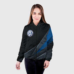 Куртка с капюшоном женская Фольцваген - синяя броня, цвет: 3D-черный — фото 2