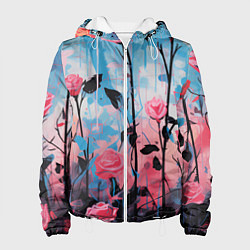 Куртка с капюшоном женская Цветочная аура, цвет: 3D-белый