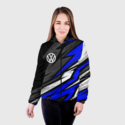 Куртка с капюшоном женская Volkswagen - Синяя абстракция, цвет: 3D-черный — фото 2