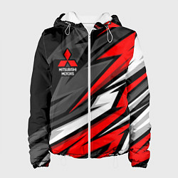 Куртка с капюшоном женская Митсубиси - красный спортивный, цвет: 3D-белый