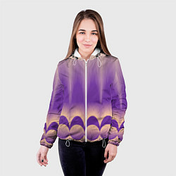 Куртка с капюшоном женская Фиолетовый градиент в полоску, цвет: 3D-белый — фото 2