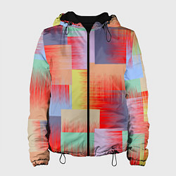 Куртка с капюшоном женская Веселая разноцветная клетка, цвет: 3D-черный