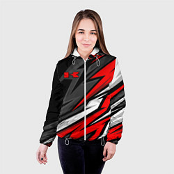 Куртка с капюшоном женская Kawasaki - red uniform, цвет: 3D-белый — фото 2