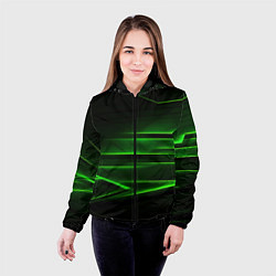 Куртка с капюшоном женская Green lines abstract, цвет: 3D-черный — фото 2