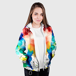 Куртка с капюшоном женская Цветная монотипия - поп-арт, цвет: 3D-белый — фото 2
