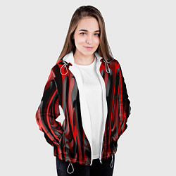 Куртка с капюшоном женская Пластик красно-черный, цвет: 3D-белый — фото 2