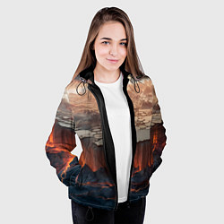 Куртка с капюшоном женская Разлом земли и лавовой поверхности, цвет: 3D-черный — фото 2