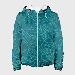 Куртка с капюшоном женская Абстракция зелёный разводы, цвет: 3D-белый