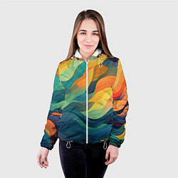 Куртка с капюшоном женская Красочная палитра в волнах, цвет: 3D-белый — фото 2