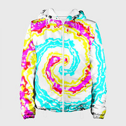 Куртка с капюшоном женская Тай-дай триппи, цвет: 3D-белый