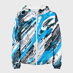 Куртка с капюшоном женская Спонтанные брызги голубые, цвет: 3D-белый
