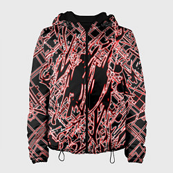 Куртка с капюшоном женская Кибернетическая клякса красная, цвет: 3D-черный