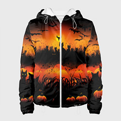 Куртка с капюшоном женская Кошки хэллоуина, цвет: 3D-белый