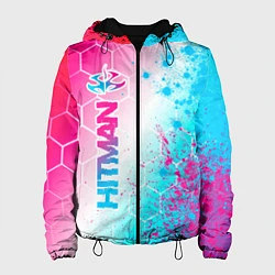 Куртка с капюшоном женская Hitman neon gradient style: по-вертикали, цвет: 3D-черный