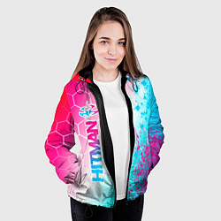 Куртка с капюшоном женская Hitman neon gradient style: по-вертикали, цвет: 3D-черный — фото 2