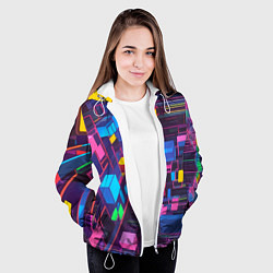 Куртка с капюшоном женская Пространство с кубами, цвет: 3D-белый — фото 2